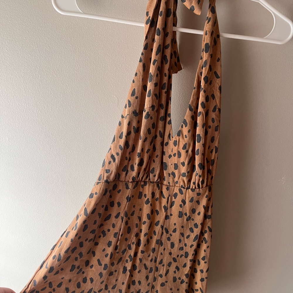 Trixxi Tan and Black Spotted Jumpsuit